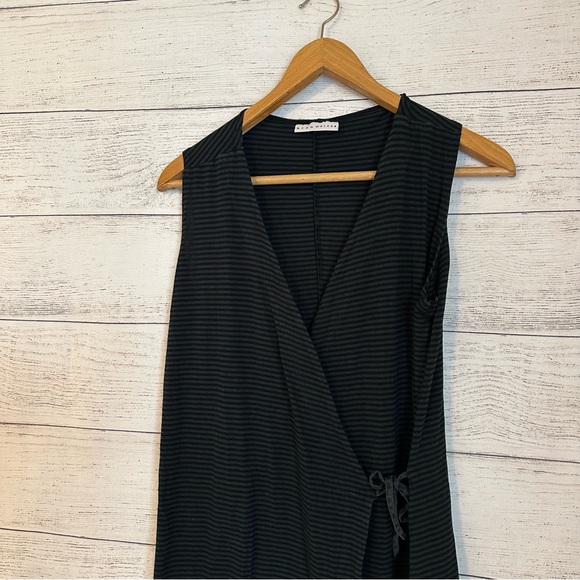 Bryn Walker Stripe Sleeveless Dress Wrap Dress - Picture 2 of 8